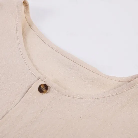 Outlet OUKU Men's Linen Shirt Tank Top Vest Top Undershirt Sleeveless Round Neck Mandarin Collar Summer Spring & Summer Plain Fashion Designer Basic Buttons Button Front Vacation Street Casual Black Pink Wine