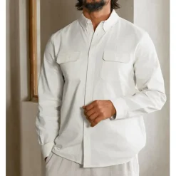 Outlet OUKU Men's Linen Shirt Long Sleeve Fold-over Collar Summer Spring & Fall Clothing Apparel Casual Shirt Button Down Shirt Plain Lapel Summer Casual Daily Clothing Apparel White