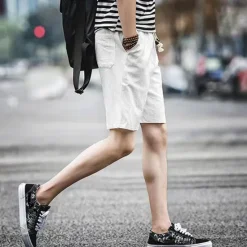 Discount OUKU Men's Linen Shorts Summer Shorts Beach Shorts Pocket Drawstring Elastic Waist Plain Comfort Breathable Short Holiday Vacation Beach Hawaiian Boho Black White