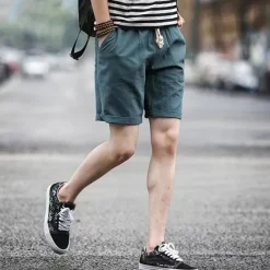 Discount OUKU Men's Linen Shorts Summer Shorts Beach Shorts Pocket Drawstring Elastic Waist Plain Comfort Breathable Short Holiday Vacation Beach Hawaiian Boho Black White