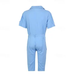 Discount OUKU Men's Linen Shorts Summer Shorts Jumpsuit Pocket With Belt Plain Comfort Short Sports Outdoor Daily Holiday Fashion Designer White Blue