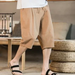 Discount OUKU Men's Linen Shorts Summer Shorts Beach Shorts Pocket Drawstring Elastic Waist Plain Comfort Breathable Short Holiday Vacation Beach Hawaiian Boho Black White