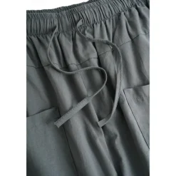 Best OUKU Men's Linen Shorts Summer Shorts Bloomers Baggy Pants Beach Shorts Elastic Drawstring Design Front Pocket Plain Comfort Soft Calf-Length Casual Daily Sports Fashion Black White