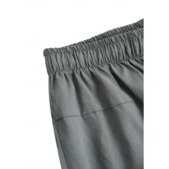 Best OUKU Men's Linen Shorts Summer Shorts Bloomers Baggy Pants Beach Shorts Elastic Drawstring Design Front Pocket Plain Comfort Soft Calf-Length Casual Daily Sports Fashion Black White