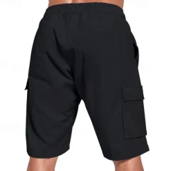 Sale OUKU Men's Linen Shorts Summer Shorts Beach Shorts Pocket Drawstring Elastic Waist Plain Comfort Breathable Short Vacation Holiday Beach Hawaiian Boho Black White