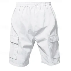 Sale OUKU Men's Linen Shorts Summer Shorts Beach Shorts Pocket Drawstring Elastic Waist Plain Comfort Breathable Short Vacation Holiday Beach Hawaiian Boho Black White