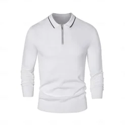 OUKU Men's Linen Silk Cotton Quarter Zip Pullover Sweater Knit Half Zip Knitwear Elegant Home Dailywear Clothing Apparel Fall Winter Black White S M L