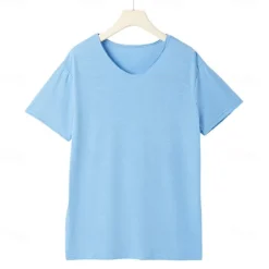 Best OUKU Men's Linen-like T Shirt Moisture Wicking Shirts Plain V Neck Street Causal Short Sleeve V Neck Vintage Clothing Apparel Retro Basic Casual Comfortable