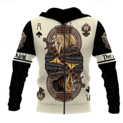 Outlet OUKU Men's Lion Graphic Prints Hoodie Hoodies Sweatshirt Streetwear Casual Long Sleeve Hooded Sports & Outdoor Daily Sports Yellow / Black Black & Yellow Zipper Print Spring & Fall Designer