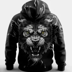 Best OUKU Men's Lion Hoodies Sweatshirt Fashion Cool Long Sleeve Crew Neck Party Holiday Streetwear Drawstring Fall Winter Designer Black