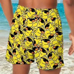 Outlet OUKU Men's Little Yellow Duck Funny Swim Trunks Swim Shorts Board Shorts Mid Waist Streetwear Hawaiian Beach Vacation Wear Side Pockets Mesh Lining Elastic Drawstring Waist Designer Clothing Apparel