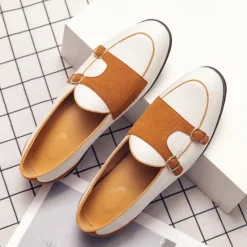 Online OUKU Men's Loafers & Slip-Ons Penny Loafers Suede Nylon Comfortable Slip Resistant Loafer Buckle White Green Color Block