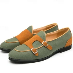 Online OUKU Men's Loafers & Slip-Ons Penny Loafers Suede Nylon Comfortable Slip Resistant Loafer Buckle White Green Color Block