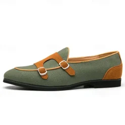 Online OUKU Men's Loafers & Slip-Ons Penny Loafers Suede Nylon Comfortable Slip Resistant Loafer Buckle White Green Color Block