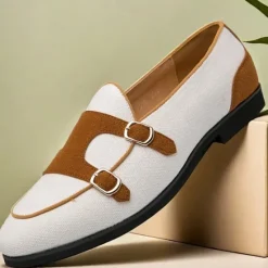 Online OUKU Men's Loafers & Slip-Ons Penny Loafers Suede Nylon Comfortable Slip Resistant Loafer Buckle White Green Color Block