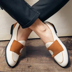 Online OUKU Men's Loafers & Slip-Ons Penny Loafers Suede Nylon Comfortable Slip Resistant Loafer Buckle White Green Color Block