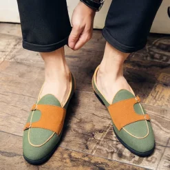 Online OUKU Men's Loafers & Slip-Ons Penny Loafers Suede Nylon Comfortable Slip Resistant Loafer Buckle White Green Color Block