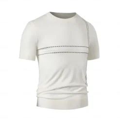 Sale OUKU Men's Lyocell T Shirt Horizontal Vertical Stripes Crew Neck School Training Short Sleeve Side Stripe Stripe Clothing Apparel Knitwear Vacation Vintage Neutral