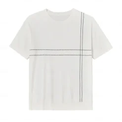 Sale OUKU Men's Lyocell T Shirt Horizontal Vertical Stripes Crew Neck School Training Short Sleeve Side Stripe Stripe Clothing Apparel Knitwear Vacation Vintage Neutral