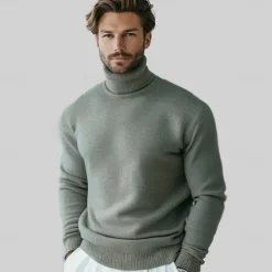 Outlet OUKU Men's Merino Wool Turtleneck Sweater Knit Solid Color Turtleneck Knitwear Elegant Christmas Outdoor Clothing Apparel Fall Winter Black White S M L