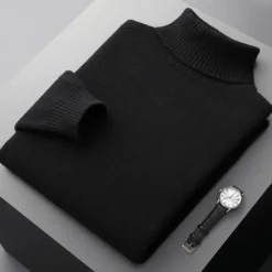 Outlet OUKU Men's Merino Wool Turtleneck Sweater Knit Solid Color Turtleneck Knitwear Elegant Christmas Outdoor Clothing Apparel Fall Winter Black White S M L
