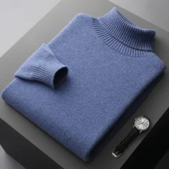Outlet OUKU Men's Merino Wool Turtleneck Sweater Knit Solid Color Turtleneck Knitwear Elegant Christmas Outdoor Clothing Apparel Fall Winter Black White S M L