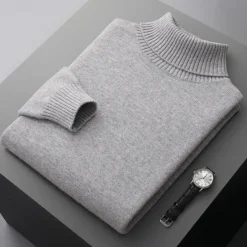 Outlet OUKU Men's Merino Wool Turtleneck Sweater Knit Solid Color Turtleneck Knitwear Elegant Christmas Outdoor Clothing Apparel Fall Winter Black White S M L