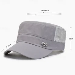 Hot OUKU Men's Military Cap Cadet Hat Black Deep Blue Polyester Travel Beach Outdoor Vacation Plain Adjustable Sunscreen Breathable