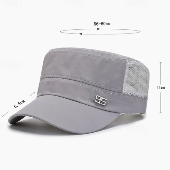 Hot OUKU Men's Military Cap Cadet Hat Black Deep Blue Polyester Travel Beach Outdoor Vacation Plain Adjustable Sunscreen Breathable