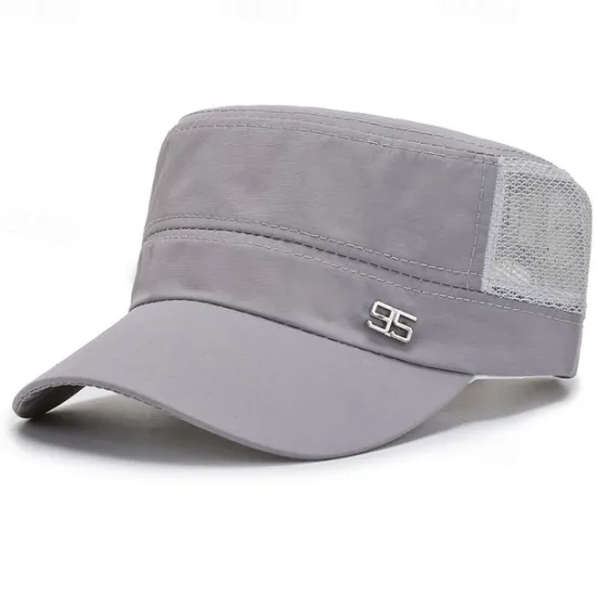 Hot OUKU Men's Military Cap Cadet Hat Black Deep Blue Polyester Travel Beach Outdoor Vacation Plain Adjustable Sunscreen Breathable