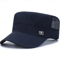 Hot OUKU Men's Military Cap Cadet Hat Black Deep Blue Polyester Travel Beach Outdoor Vacation Plain Adjustable Sunscreen Breathable
