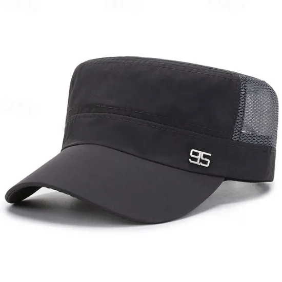 Hot OUKU Men's Military Cap Cadet Hat Black Deep Blue Polyester Travel Beach Outdoor Vacation Plain Adjustable Sunscreen Breathable