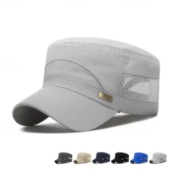 Outlet OUKU Men's Military Cap Cadet Hat Black Blue Cotton Mesh Travel Beach Outdoor Vacation Plain Adjustable