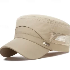 Outlet OUKU Men's Military Cap Cadet Hat Black Blue Cotton Mesh Travel Beach Outdoor Vacation Plain Adjustable