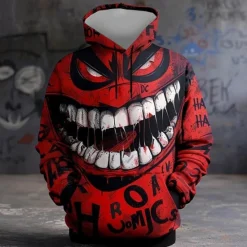 Outlet OUKU Men's Mouth Hoodies Sweatshirt Fashion Cool Long Sleeve Crew Neck Party Holiday Streetwear Drawstring Fall Winter Designer Red
