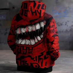 Outlet OUKU Men's Mouth Hoodies Sweatshirt Fashion Cool Long Sleeve Crew Neck Party Holiday Streetwear Drawstring Fall Winter Designer Red