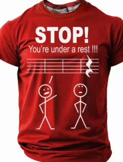 OUKU Men's Music Funny T Shirt Short Sleeve T shirt 3D Print Crew Neck Shirt Fashion Daily Street Daily Black Red Green Summer Spring Clothing Apparel S M L XL XXL XXXL