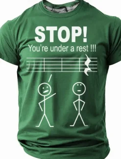 OUKU Men's Music Funny T Shirt Short Sleeve T shirt 3D Print Crew Neck Shirt Fashion Daily Street Daily Black Red Green Summer Spring Clothing Apparel S M L XL XXL XXXL