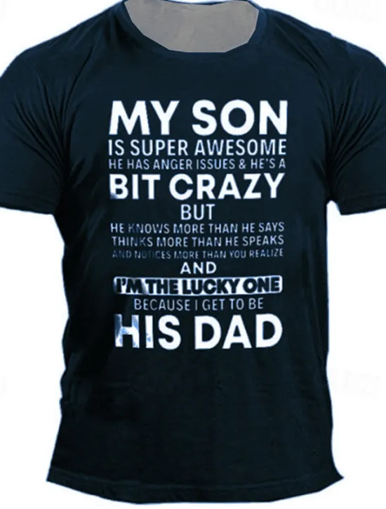 OUKU Men's My Son Is Super Awesome But He's A Bit Crazy T Shirt Funny Tee Short Sleeve T shirt 3D Print Crew Neck Shirt Designer Casual Daily Black Blue Purple Summer Clothing Apparel