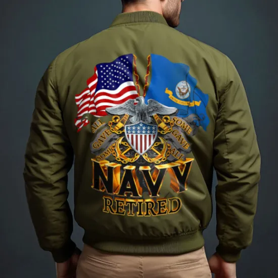 New OUKU Men's National Flag Bomber Jacket Coat Outdoor Sports Vintage Casual Daily Wear Vacation Going out Printing Denim Fall & Winter Standing Collar Long Sleeve Black Red Army Green