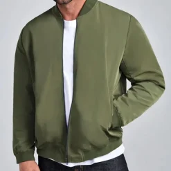 New OUKU Men's National Flag Bomber Jacket Coat Outdoor Sports Vintage Casual Daily Wear Vacation Going out Printing Denim Fall & Winter Standing Collar Long Sleeve Black Red Army Green
