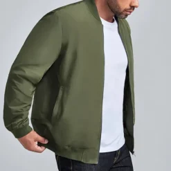 New OUKU Men's National Flag Bomber Jacket Coat Outdoor Sports Vintage Casual Daily Wear Vacation Going out Printing Denim Fall & Winter Standing Collar Long Sleeve Black Red Army Green
