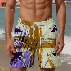 Discount OUKU Men's National Flag Swim Shorts Board Shorts Swimming Trunks Mid Waist Vacation Hawaiian Holiday Vacation Holiday Beach Drawstring with Mesh lining Elastic Waist Designer Clothing Apparel