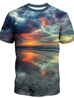 Clearance OUKU Men's Nautical T Shirt Short Sleeve T shirt 3D Print Crew Neck Shirt Exaggerated Designer Party Casual Holiday Blue 3# Blue 2# Blue 1# Summer Spring All Seasons Clothing Apparel S M L XL XXL XXXL 4XL