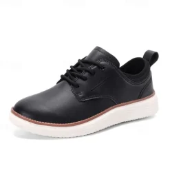New OUKU Men's Navy Blue Leather Oxford Shoes – Classic Lace-Up Dress Shoes for Business & Formal Events