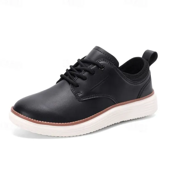 New OUKU Men's Navy Blue Leather Oxford Shoes – Classic Lace-Up Dress Shoes for Business & Formal Events