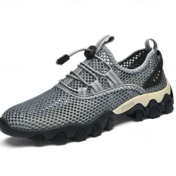 Best OUKU Men's Navy Blue Mesh Hiking Sneakers – Breathable Outdoor Running Shoes with Rugged Sole