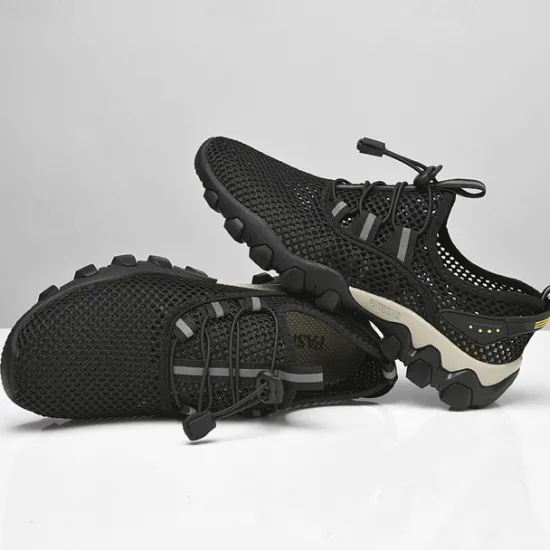 Best OUKU Men's Navy Blue Mesh Hiking Sneakers – Breathable Outdoor Running Shoes with Rugged Sole