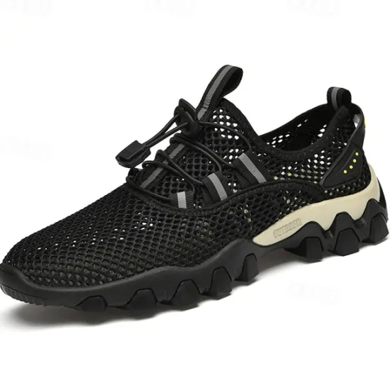 Best OUKU Men's Navy Blue Mesh Hiking Sneakers – Breathable Outdoor Running Shoes with Rugged Sole
