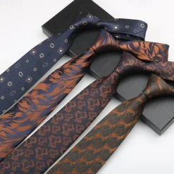 Online OUKU Men's Neckties Fashion Business Jacquard Print Pattern Wedding Party Daily Wear